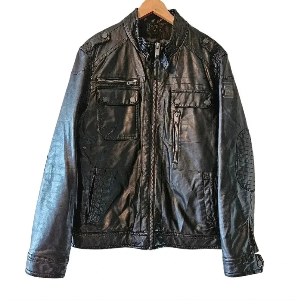 Projek Raw Vegan  Leather Moto Bohemian Biker Hippie Jacket Black Size Medium.